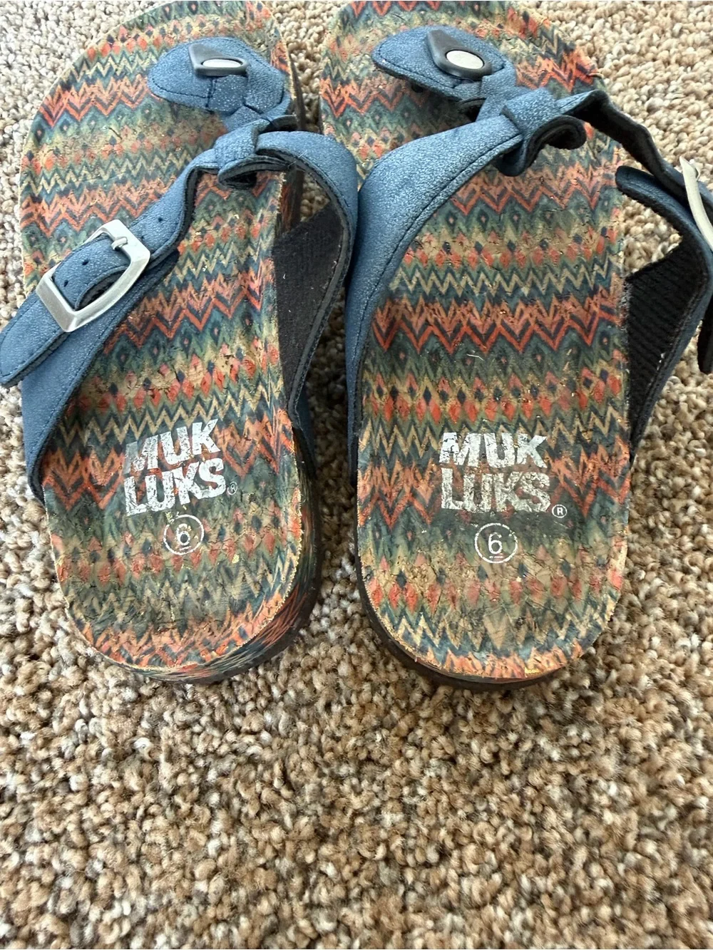 MUK LUKS Navy Blue Printed Sole Sandal